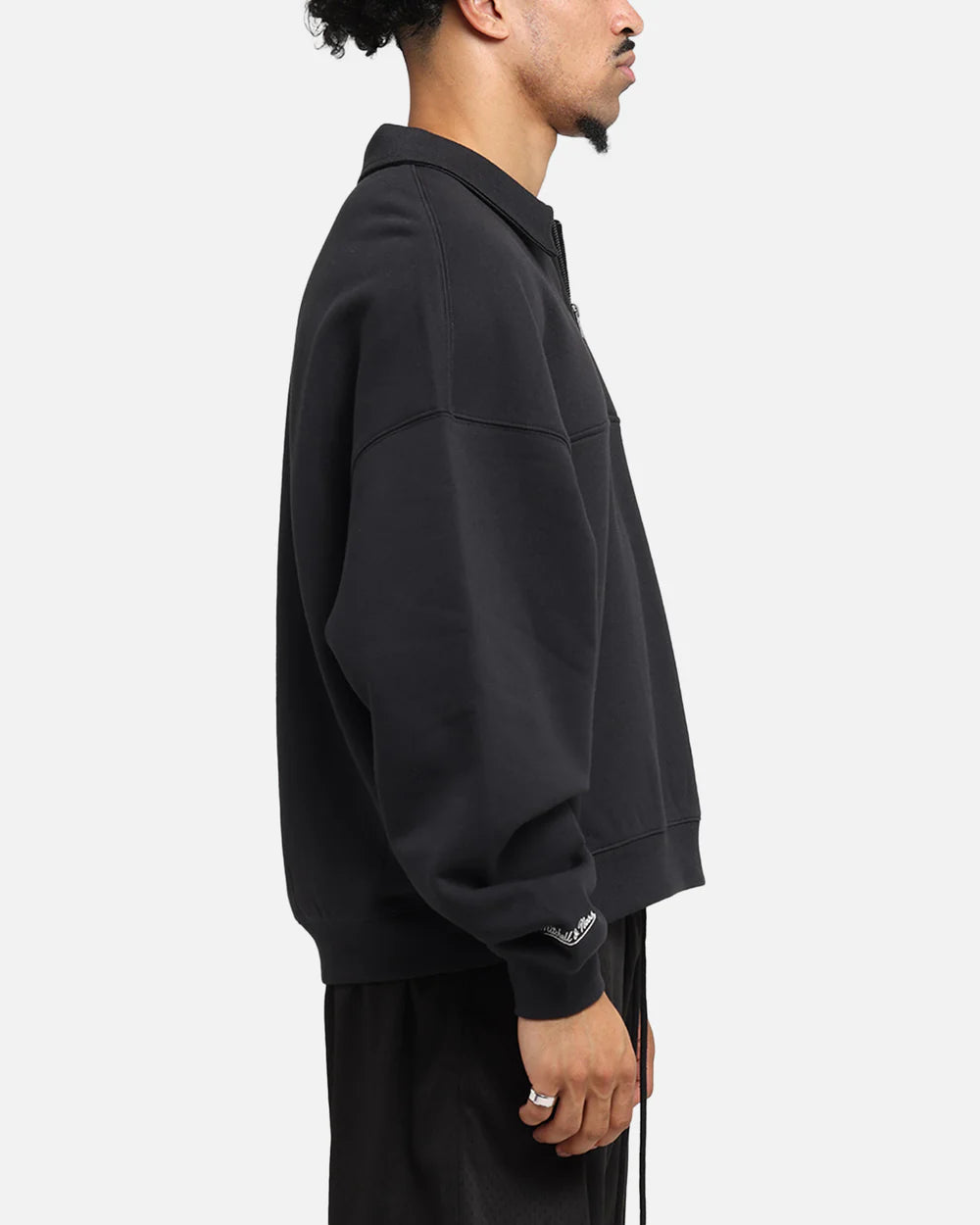 MNA-V47 (Mitchell & ness new york knicks boxy 1/4 zip crew faded black)102595217