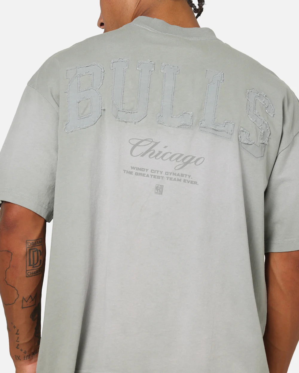 MNA-H48 (Mitchell & ness chicago bulls big oversized logo t-shirt nuetral grey) 102593913