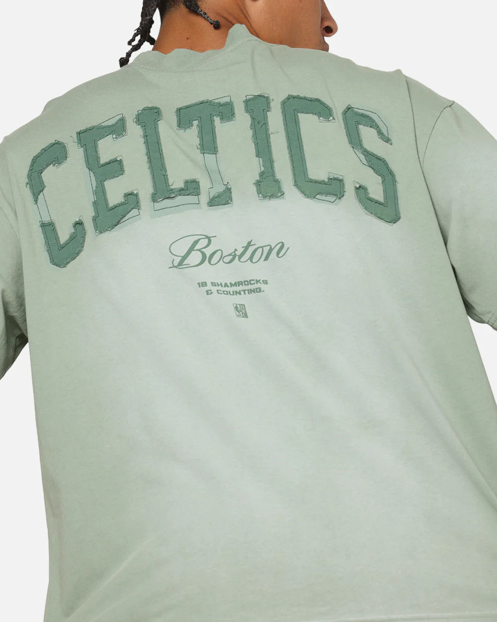 MNA-F48 (Mitchell & ness boston celtics big oversized logo t-shirt orchid tint) 102593913
