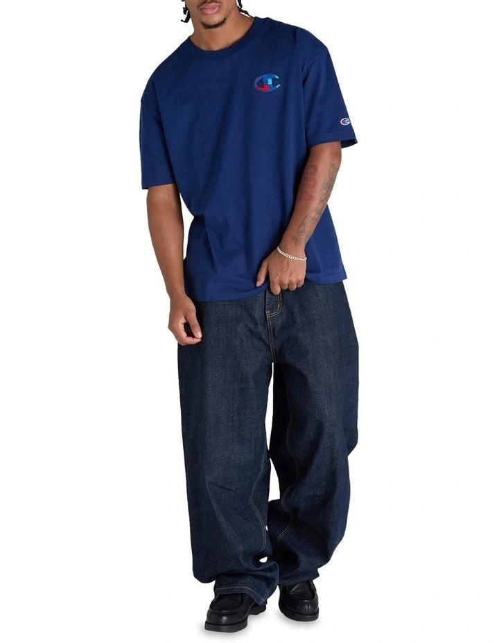 CA-O14 (Champion heritage plaid patch tee sail away navy) 82593043