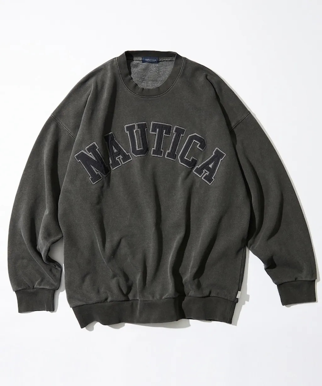NTA-R16 (Nautica pigment dyed arch logo crewneck sweatshirt charcoal) 62698696