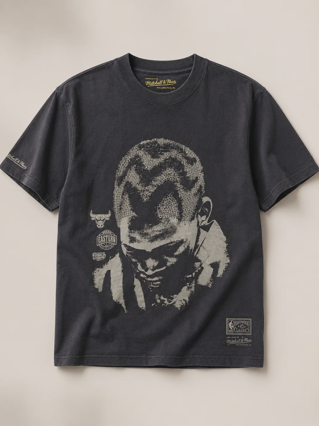 MNA-W51 (Mitchell & ness studded tips rodman t-shirt washed black) 72693913