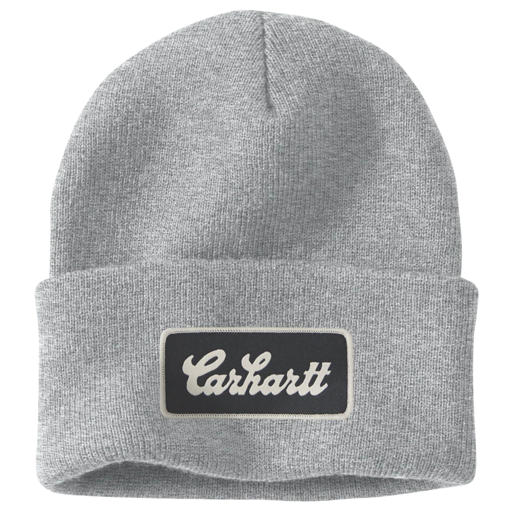 CHA-X8 (Carhartt knit cuffed script patch beanie heather grey) 102592520