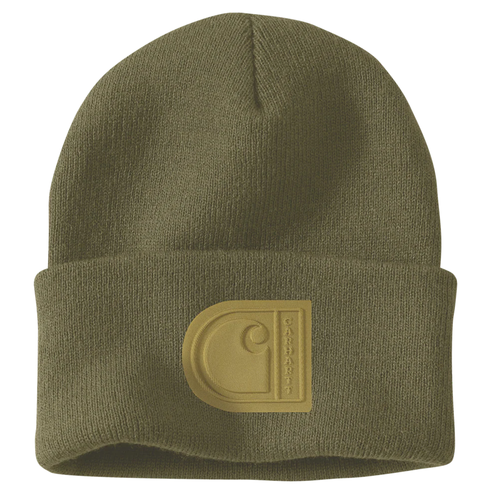 CHA-Z8 (Carhartt knit cuffed C patch beanie dark bronzed green) 102592520