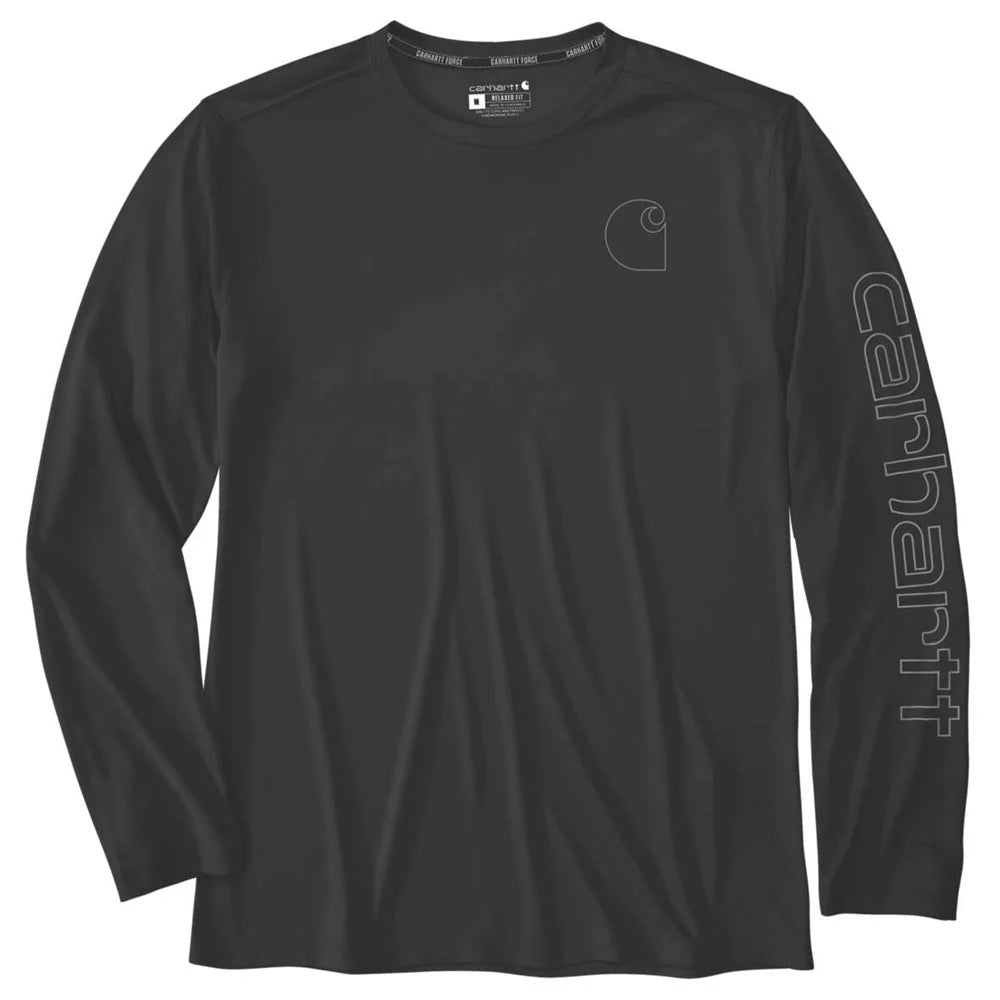 CHA-A8 (Carhartt mens force sun defender lightweight long sleeve logo graphic t-shirt black) 72593990