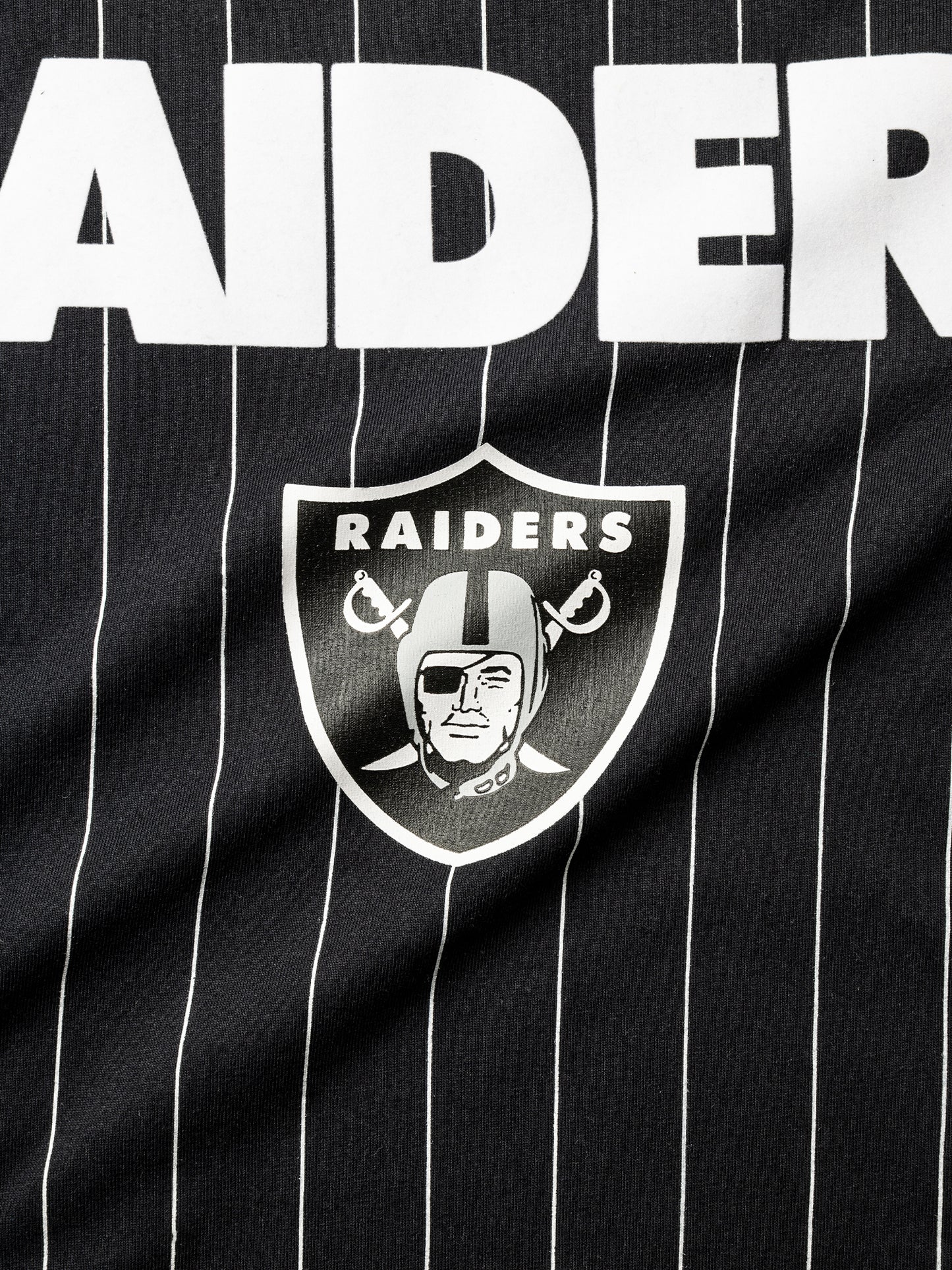 MJA-M9 (Majestic stripe ringer oversize tee raiders faded black) 32393478 MAJESTIC