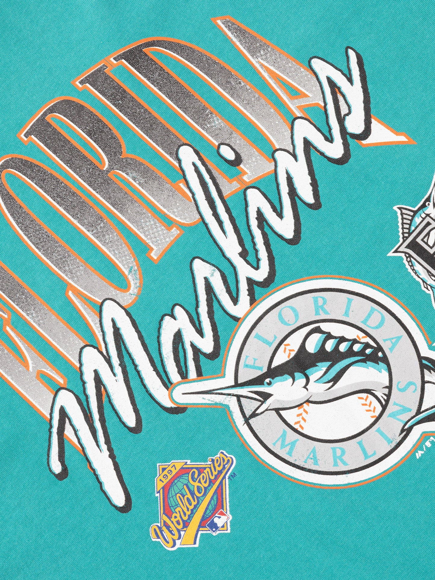 MJA-W11 (Majestic script arch tee florida marlins faded teal) 92393478