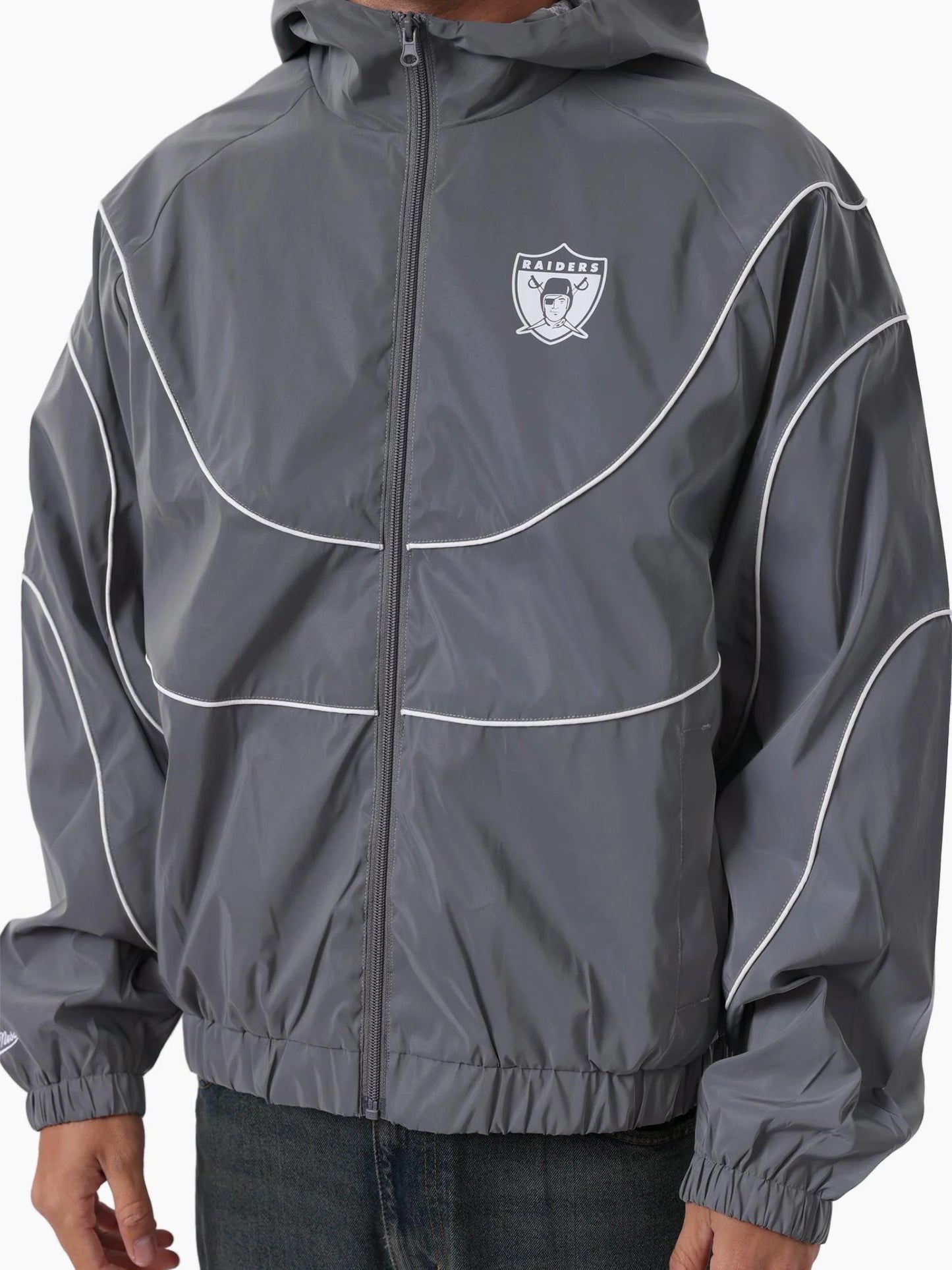 MNA-T50 (Mitchell & ness nylon tracksuit jacket oakland raiders grey) 42698636