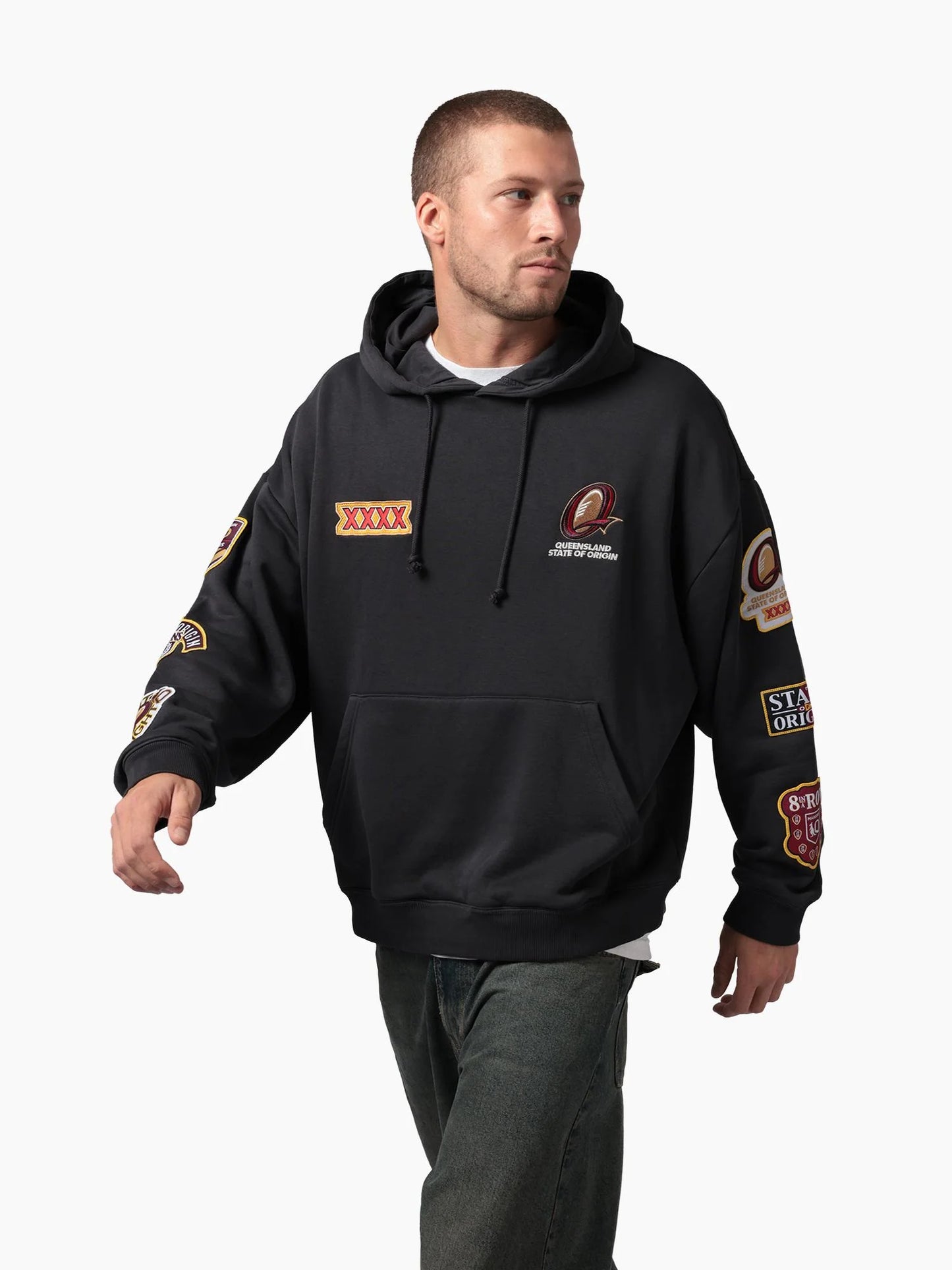 MNA-P51 (Mitchell & ness queensland 8 straight box hoodie washed black) 52697826
