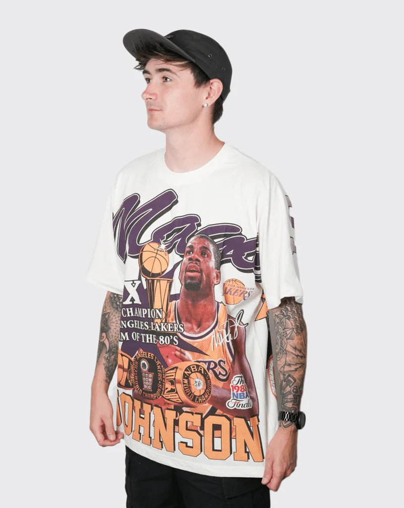 MNA-N47 (Mitchell & ness rings tee lakers johnson vintage white) 102594347