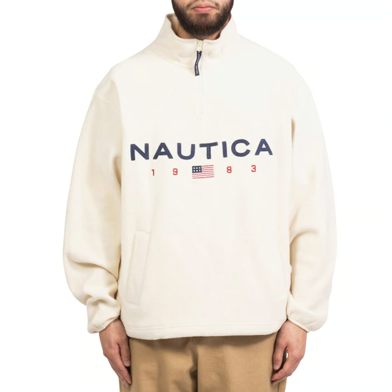 NTA-O16 (Nautica oversize 83 flag polor half-zip off white) 62698696