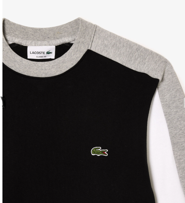 LCA-S22 (Lacoste colourblock elevated crew neck sweatshirt black/grey/white) 72599782