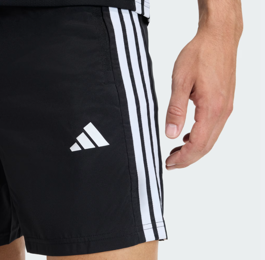 AA-Q30 (Adidas workout essentials base 3 stripes woven shorts black/white) 22692646