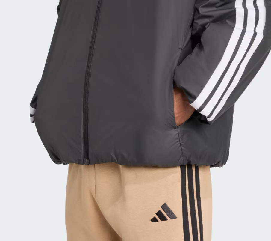 AA-C31 (Adidas essentials climawarm 3 stripes insulated hooded jacket black/white) 32697214