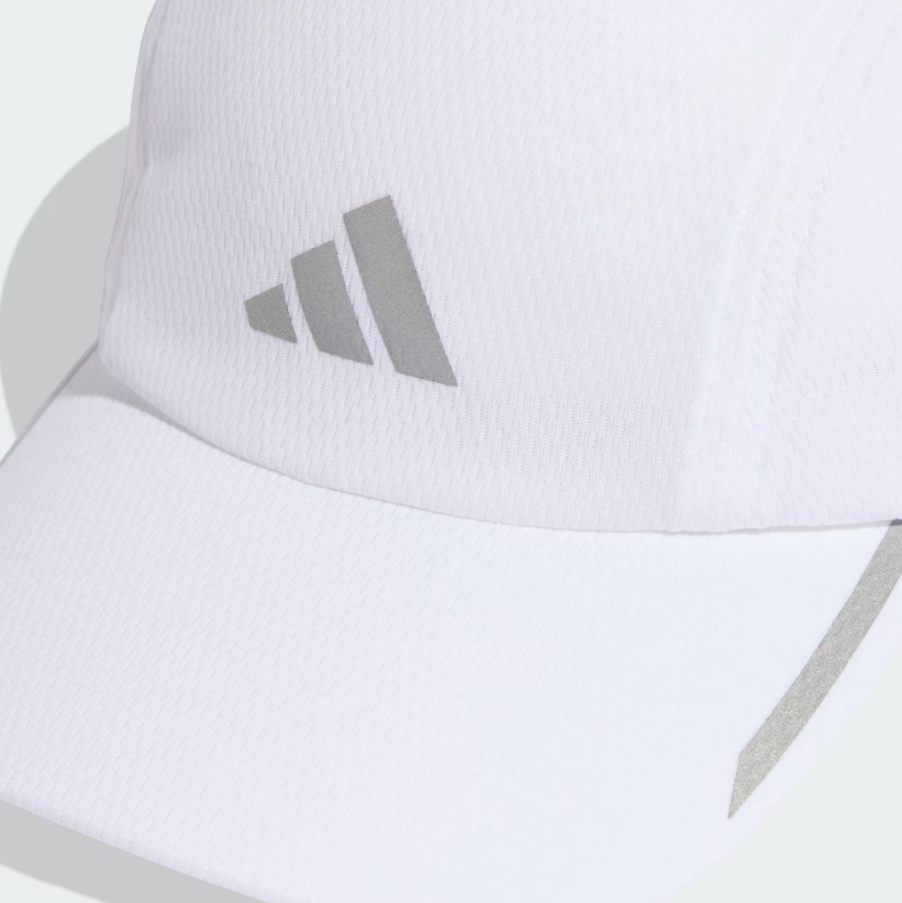 AA-H32 (Adidas running mesh 4 panel cap climacool strap cap osfm white/reflective silver) 52692167