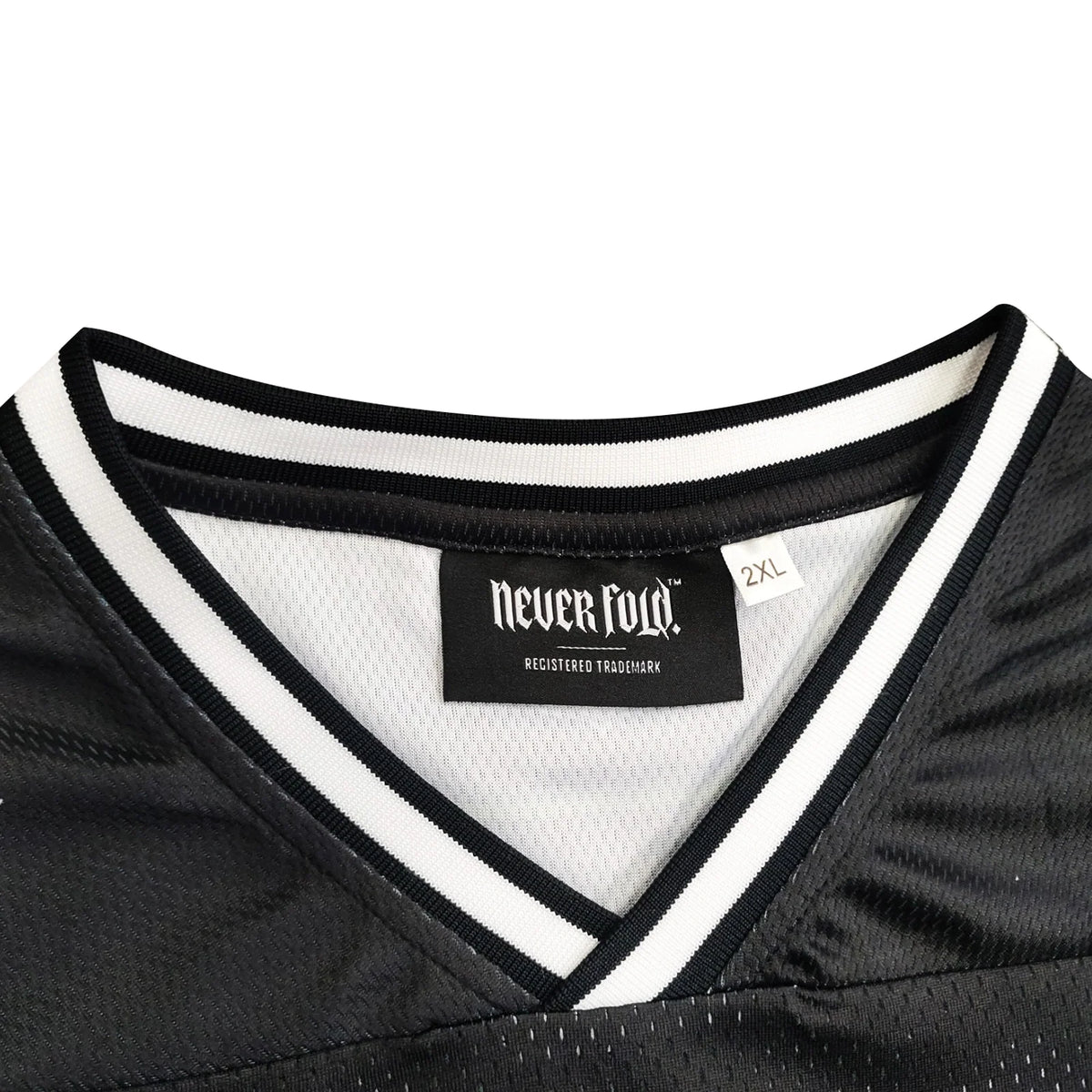 CTZ-J1 (Neverfold tonga mesh cut and sew v-neck grid iron jersey - black)