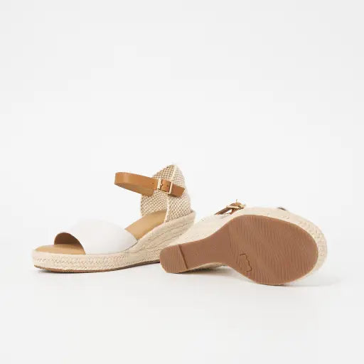 HP-K4 (Hush puppies ersa espadrille wedge sandals white/tan) 52694800