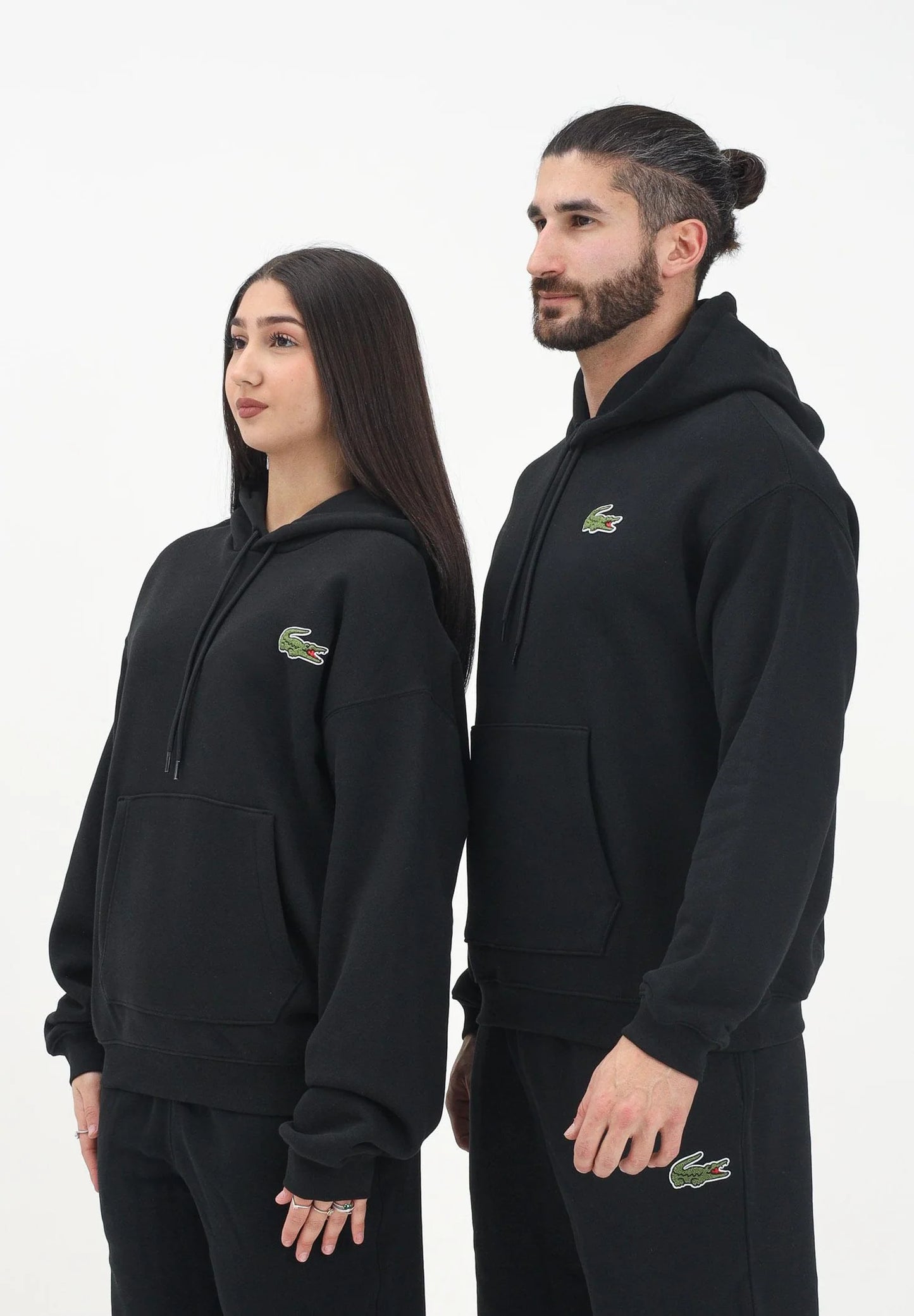 LCA-W22 (Lacoste croc signature loose fit hoodie black) 725910761