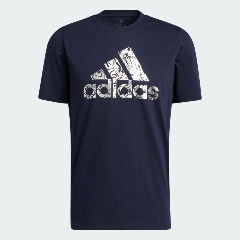 AA-Y15 (Adidas metallic foil badge of sport tee legend ink/silver) 112292560 ADIDAS