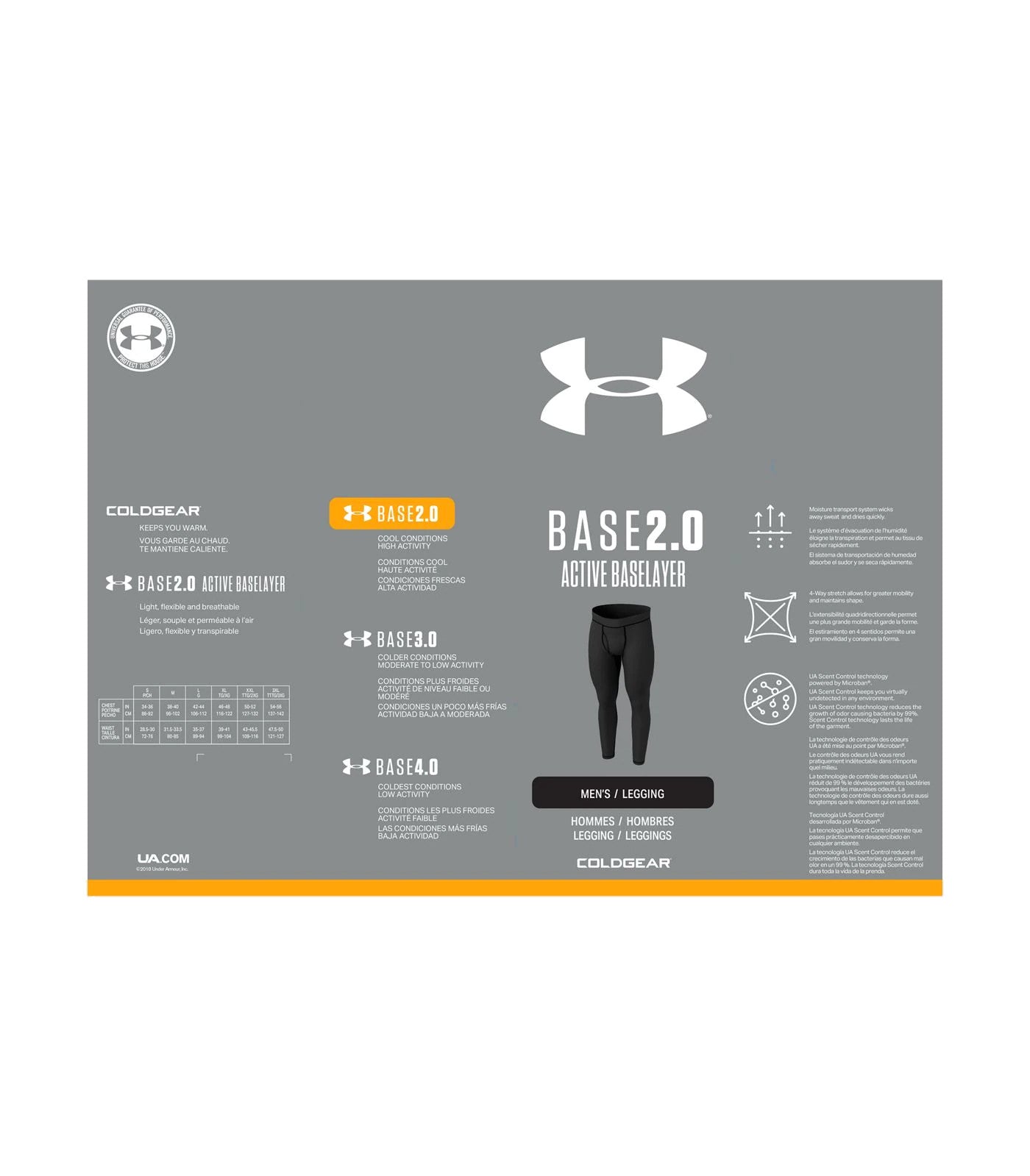 UAA-G5 (Mens packaged base 2.0 legging black/pitch gray 1343247-001) 12294347 UNDER ARMOUR