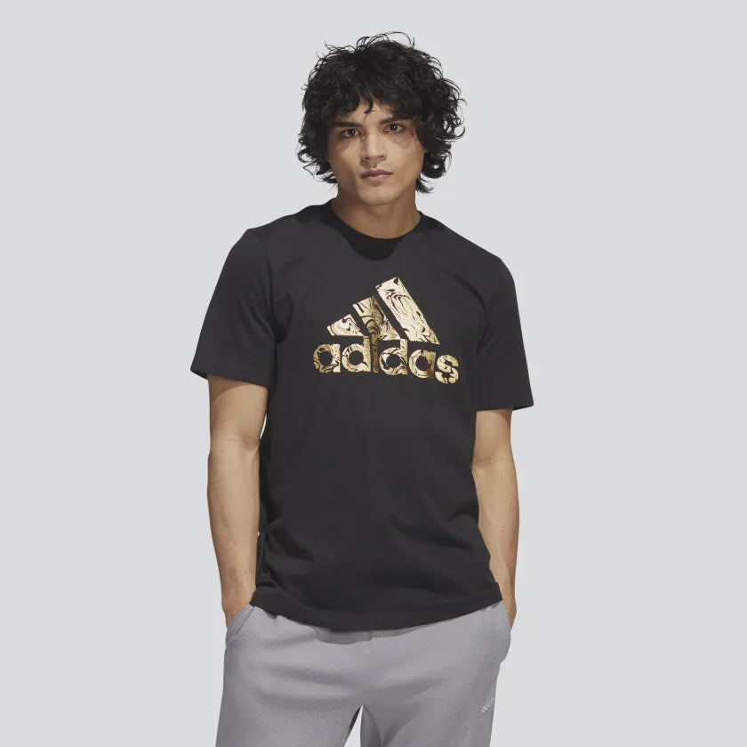 Liquid Foil Badge Adidas Gold Foil T Shirt Men's Adidas Liquid