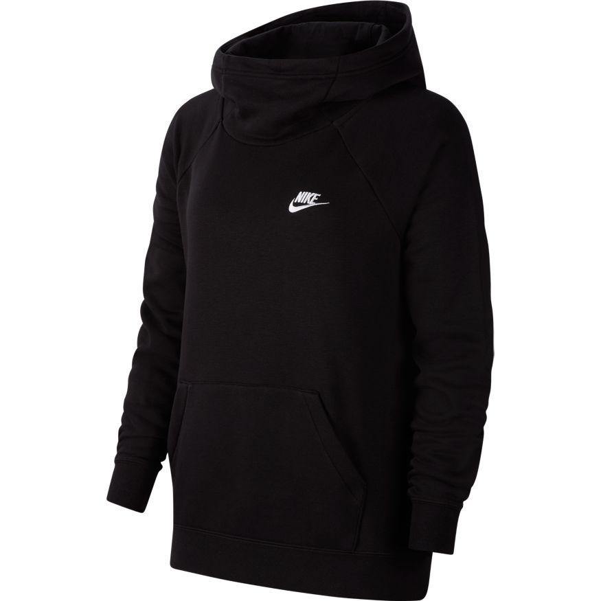 NA-Q30 (W nike sportswear essential fleece funnel hoodie black/white) 52194604 - Otahuhu Shoes