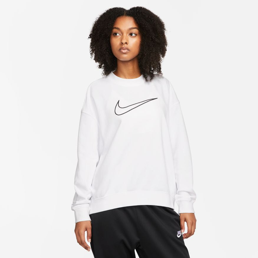 NA-G42 (Nike womens dri fit get fit graphic crewneck sweatshirt white/ –  Otahuhu Shoes