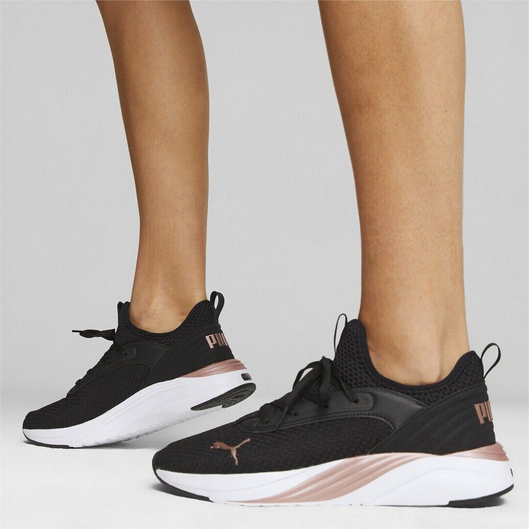 P-L44 (Puma softride ruby luxe running shoes black/rose gold) 82396500