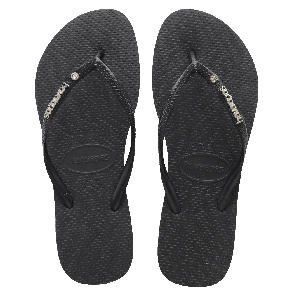 HA-WM6 (SLIM METAL LOGO CRYSTAL 0090 BLK/BLK) 52392608 HAVAIANAS