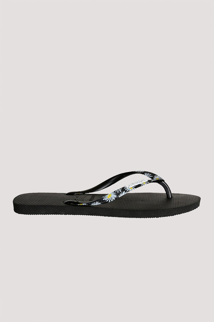 HA-WW6 (Slim strapped daisy 0090 black) 112192500 HAVAIANAS