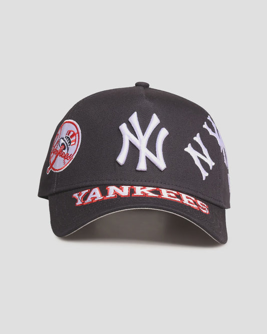 NEC-K69 (New era 940 A frame new york yankees mlb all over logos snapback in original team colours/grey UV osfm) 102592360