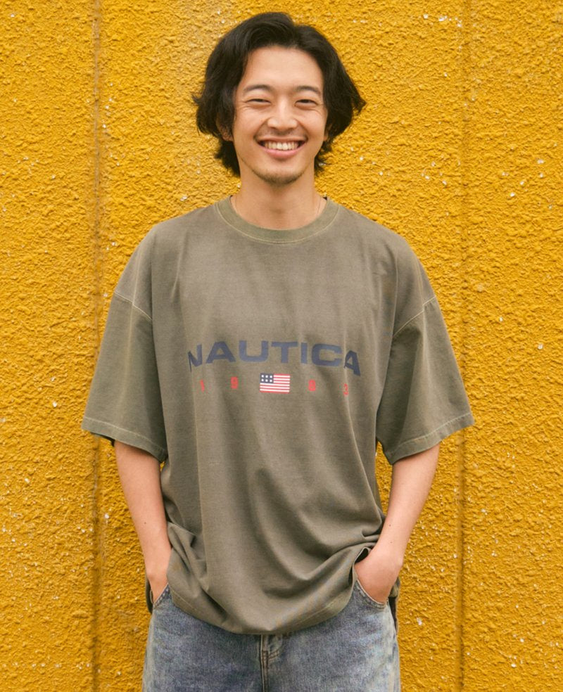 NTA-L16 (Nautica 83 flag pigment short sleeve t-shirt olive) 62694783