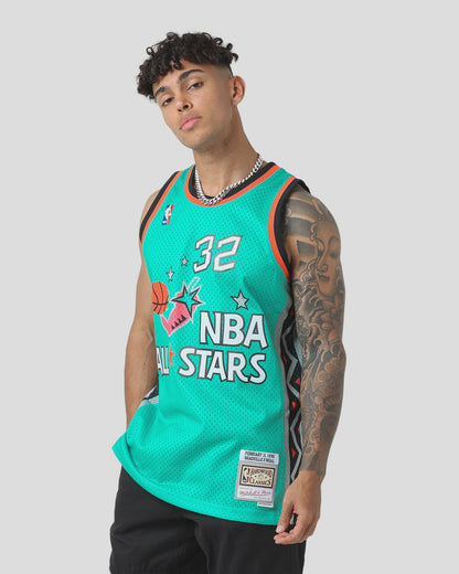 MNA-C50 (Mitchell and ness nba swingman all stars shaquille o'neal 96 jersey teal) 12698260