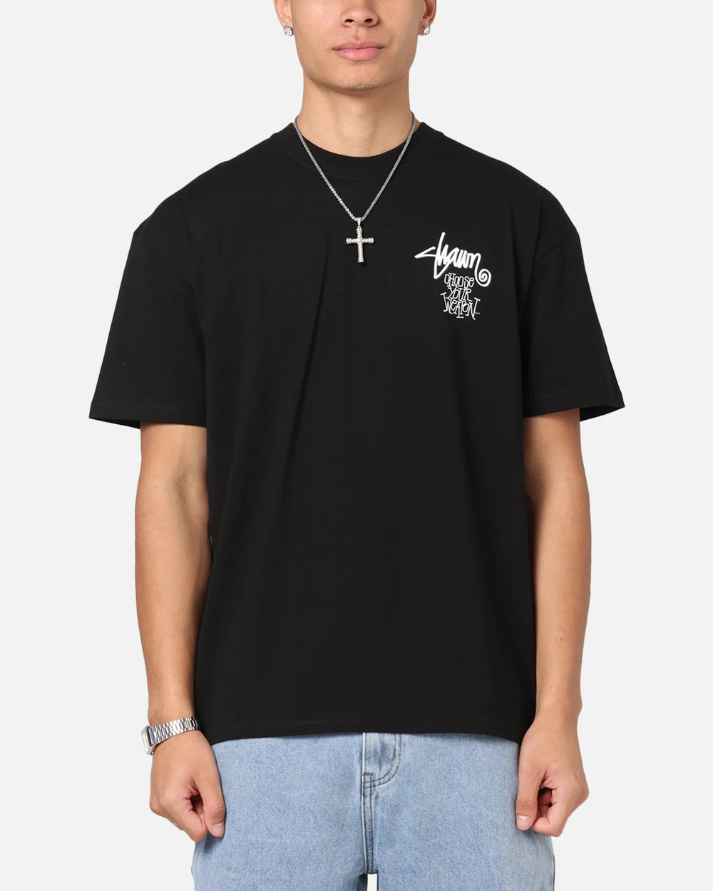 SSA-B (S/Double choose your weapon heavy weight tee washed black) 122593043