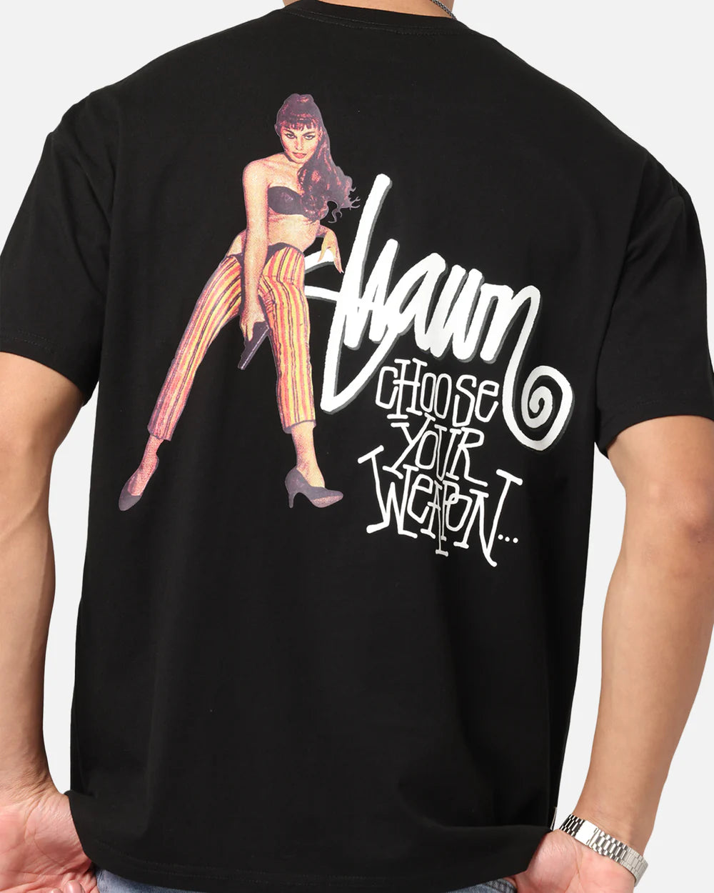 SSA-B (S/Double choose your weapon heavy weight tee washed black) 122593043