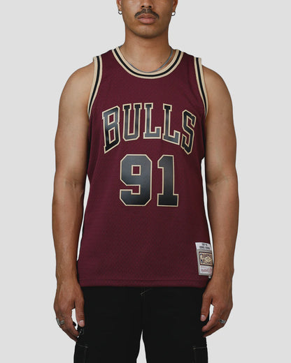 MNA-Z47 (Mitchell & ness bulls rodman burgundy swingman jersey) 102598260