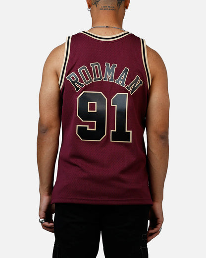 MNA-Z47 (Mitchell & ness bulls rodman burgundy swingman jersey) 102598260