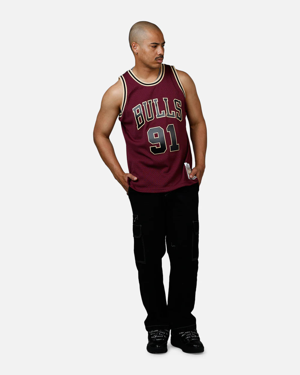 MNA-Z47 (Mitchell & ness bulls rodman burgundy swingman jersey) 102598260