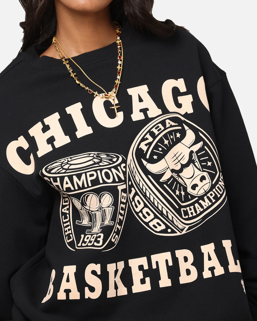 MNA-R47 (Mitchell & ness bulls rings crew black) 102596956