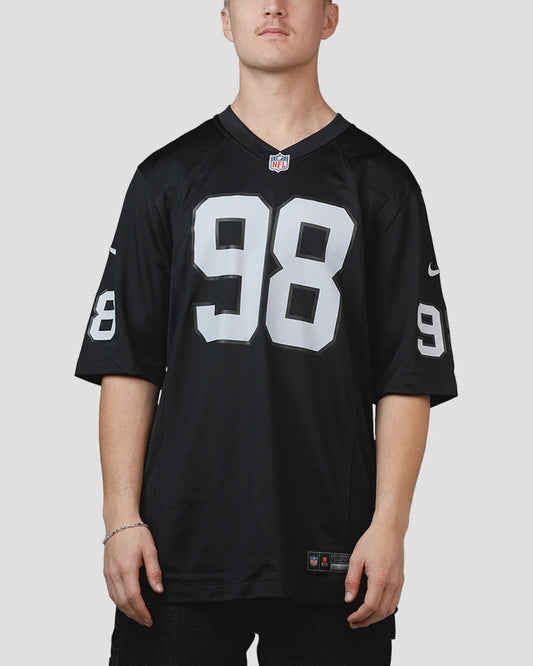NA-U47 (Nike las vegas raiders maxx crosby #98 jersey black) 102598260
