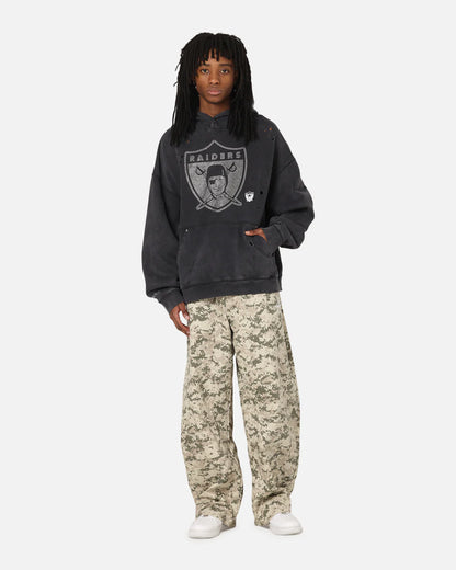 MNA-O47 (Mitchell & ness raiders distressed rhinestone logo hoodie faded black) 102596087