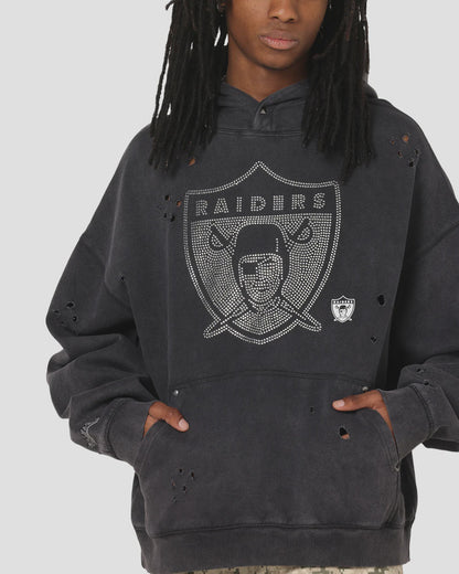 MNA-O47 (Mitchell & ness raiders distressed rhinestone logo hoodie faded black) 102596087