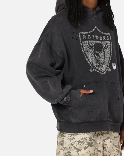 MNA-O47 (Mitchell & ness raiders distressed rhinestone logo hoodie faded black) 102596087