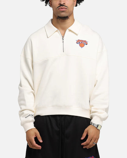 MNA-W47 (Mitchell & ness new york knicks boxy 1/4 zip crew egret)102595217