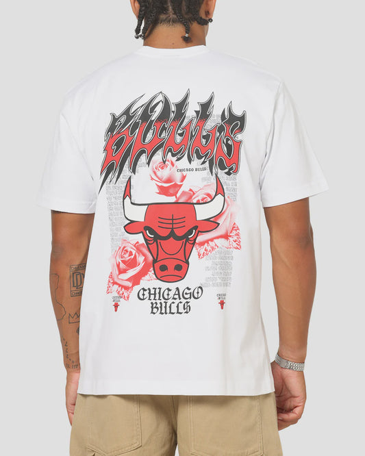 NEA-K12 (New era chicago bulls trend pop grunge rose short sleeve oversized t-shirt white) 102594000