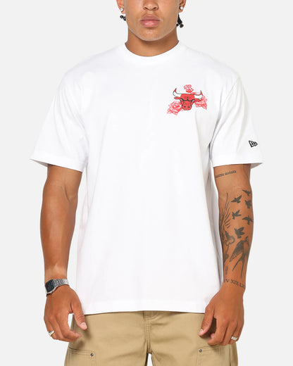 NEA-K12 (New era chicago bulls trend pop grunge rose short sleeve oversized t-shirt white) 102594000
