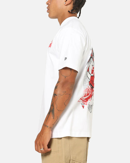 NEA-K12 (New era chicago bulls trend pop grunge rose short sleeve oversized t-shirt white) 102594000