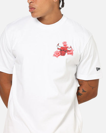 NEA-K12 (New era chicago bulls trend pop grunge rose short sleeve oversized t-shirt white) 102594000