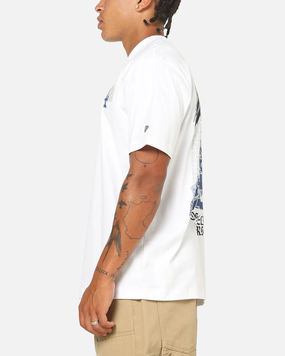 NEA-J12 (New era los angeles dodgers trend pop grunge rose short sleeve oversized t-shirt white) 102594000