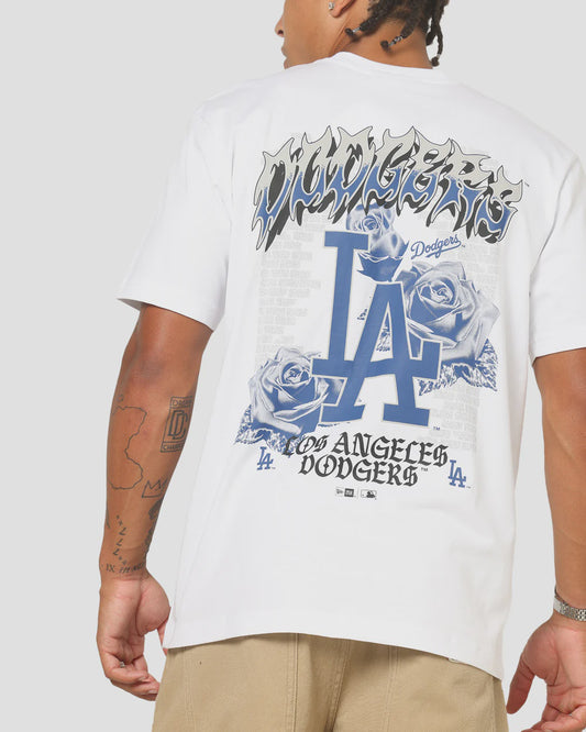 NEA-J12 (New era los angeles dodgers trend pop grunge rose short sleeve oversized t-shirt white) 102594000